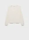 Mango V-neck Knit Sweater White In Neutral