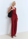 Mango V-neck Knit Top Red