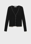 Mango V-neck Knitted Cardigan Black