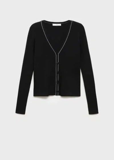 Mango V-neck Knitted Cardigan Black
