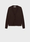 Mango V-neck Knitted Cardigan Chocolate In Chocolate