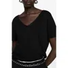 Mango V-neck Linen T-shirt In Black