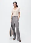Mango V-neck Linen T-shirt Ecru