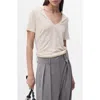 Mango V-neck Linen T-shirt In Neutral