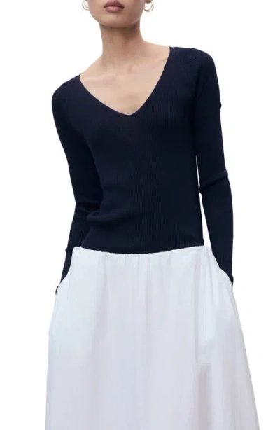 MANGO MANGO V-NECK RIB KNIT SWEATER