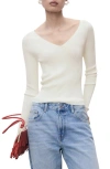 Mango V-neck Rib Knit Sweater In Multi