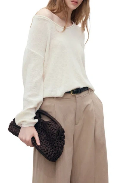 Mango V-neck Sweater In White