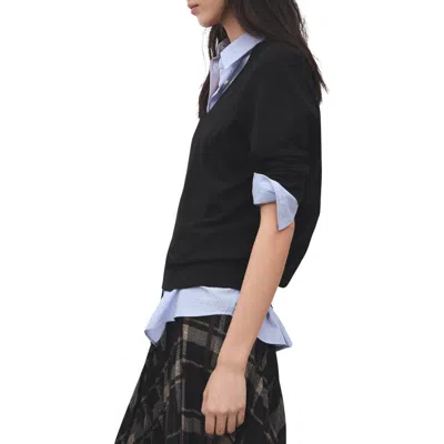 Mango V-neck Sweater In Black