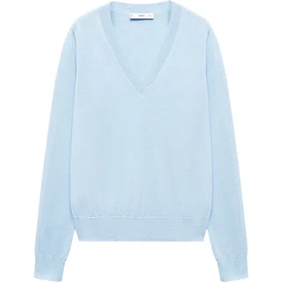 Mango V-neck Sweater In Blue