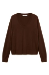 Mango V-neck Sweater In Brown