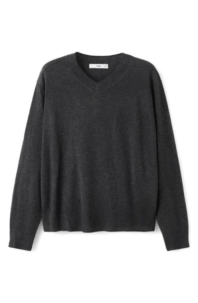 Mango V-neck Sweater In Gray