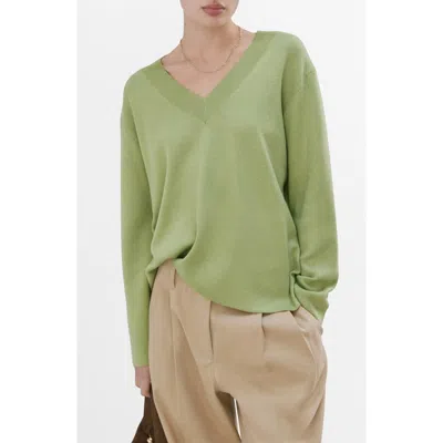 Mango V-neck Knit Sweater Green