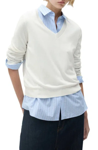 Mango V-neck Sweater In Neutral