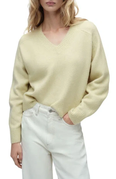 Mango V-neck Sweater In Pastel Green