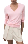 Mango V-neck Sweater In Pink