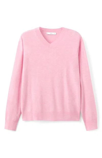 Mango V-neck Sweater In Pink