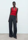 Mango V-neck Top With Open Back Red In Red