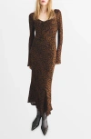 Mango Valeria Print Long Sleeve Maxi Dress In Animal Print