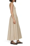 Mango Valvi Mixed Media Maxi Dress In Light Pastel Brown