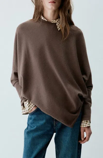 Mango Vanessa Asymmetric Hem Sweater In Brown