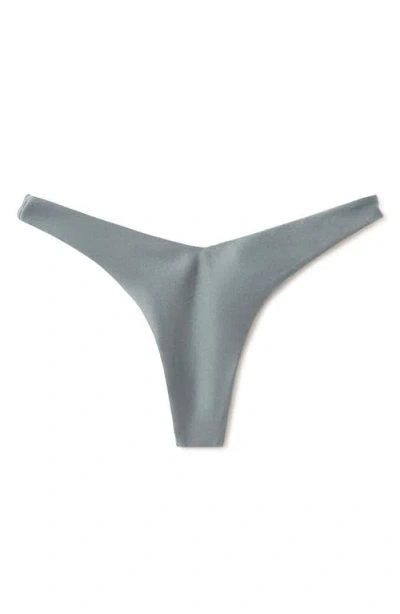 Mango V-cut Tanga Bikini Bottoms In Gray