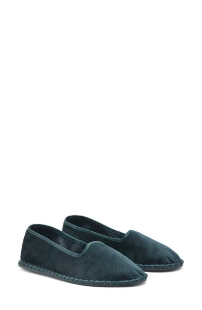 Mango Velour Loafer In Blue
