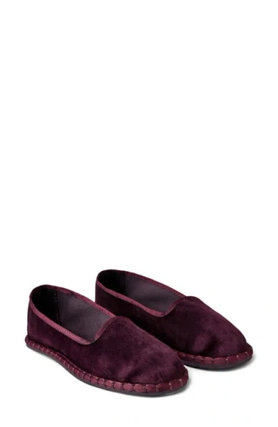 Mango Velour Loafer In Plum