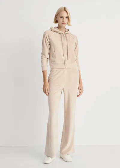 Mango Velour Sweatshirt With Soft Touch In Light/pastel Grey