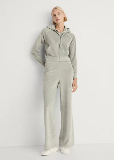 Mango Velour Trousers With Soft Touch Aqua Green