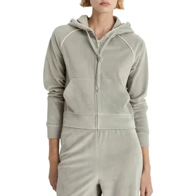 Mango Velour Zip Hoodie In Aqua Green