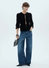 Mango Velvet Blouse With Bows Black In Black
