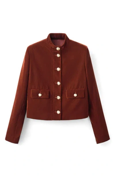 Mango Velvet Jacket In Orange