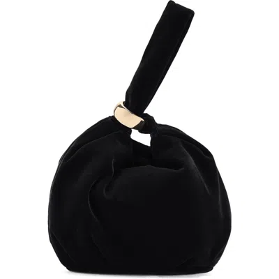 Mango Velvet Loop Handle Pouch Bag In Black