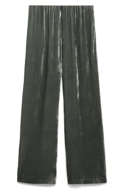 Mango Velvet Lounge Pants In Green