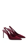 Mango Velvet Pointed Toe Slingback Pump In Red