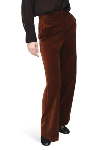 Mango Velvet Straight Leg Pants In Orange