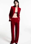 Mango - Pantalon Costume Velours Fraise - 40 - Femme In Strawberry