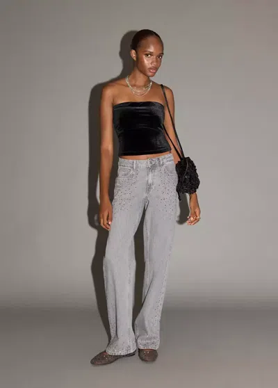 Mango Velvet Top In Black
