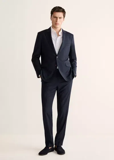 Mango Venice 100% Wool Suit Jacket In Navy
