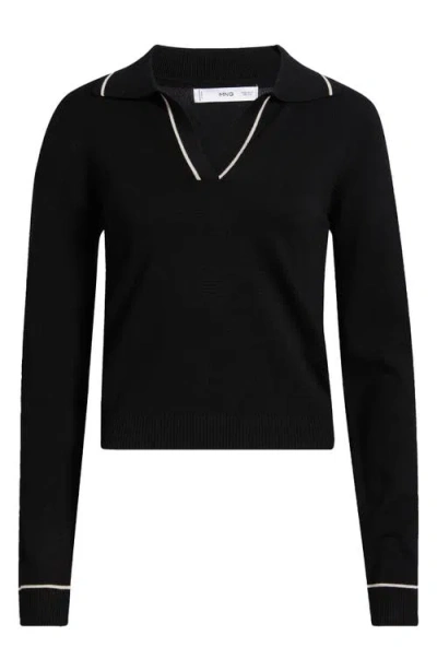 Mango Verta Collar Sweater In Black