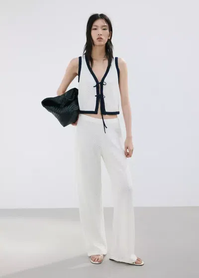 Mango Vest With Bows In White