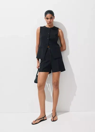 Mango Vest With Buttons And Pockets In Black