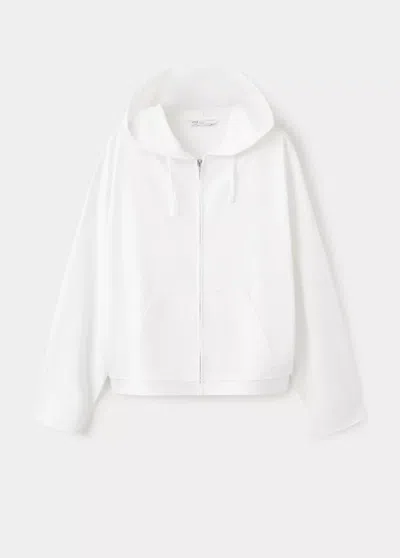 Mango Veste À Capuche En Mélange De Coton In White