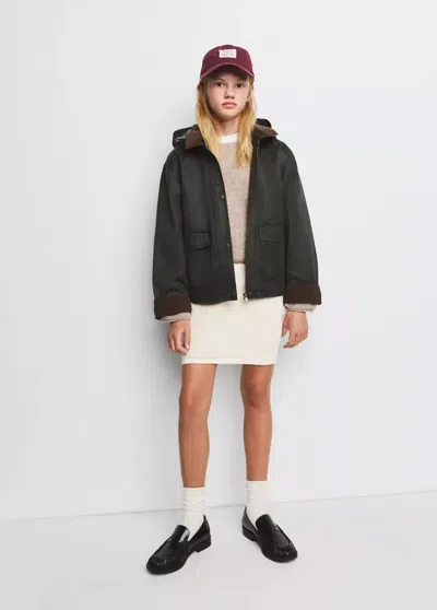Mango Kids' Veste À Col En Velours Côtelé In Kaki