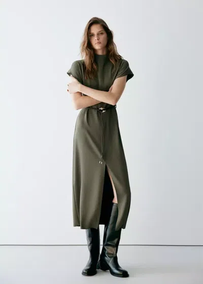 Mango Veste À Col Montant Avec Ceinture In Marron