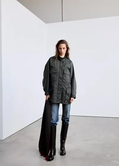 Mango Veste À Col Montant In Gris