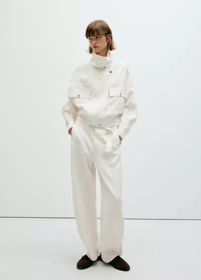 Mango Veste Bomber Col Cheminée In Blanc