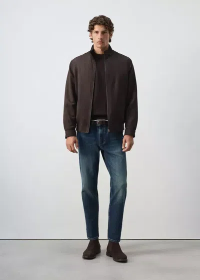 Mango Veste Bomber Effet Daim In Marron