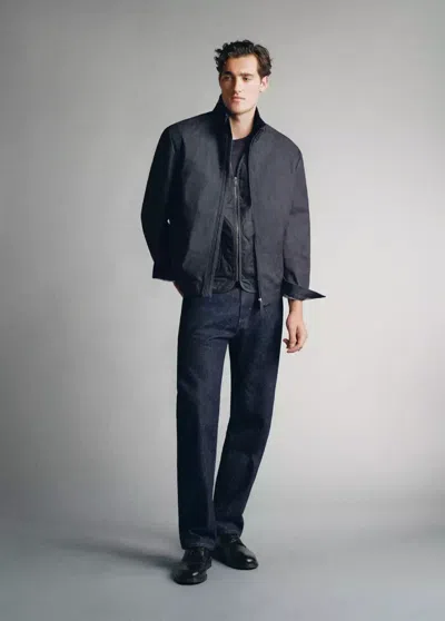 Mango Veste Bomber En Denim De Coton In Bleu