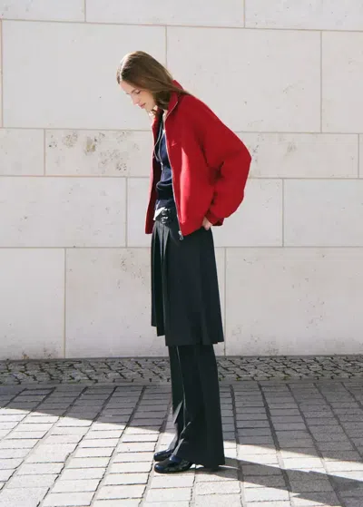 Mango Veste Bomber En Laine Mélangée In Black
